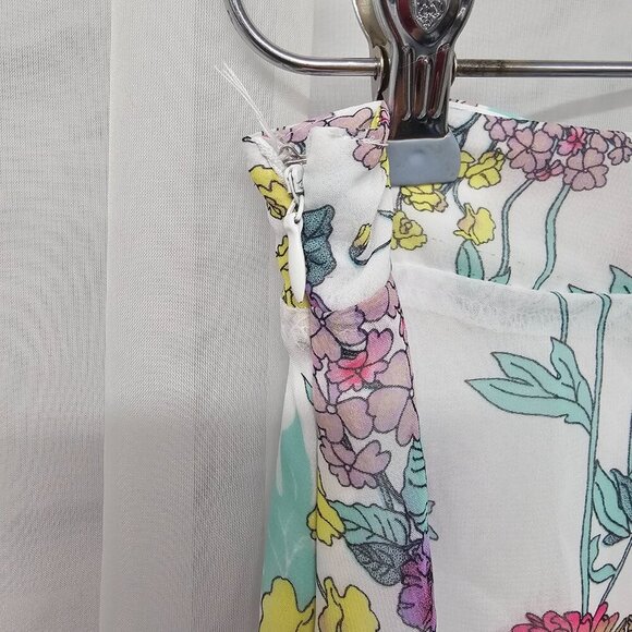 Bisou Bisou Purple Pink Floral Fairy Skirt Hi-Low Sheer Boho Midi M - Picture 4 of 10